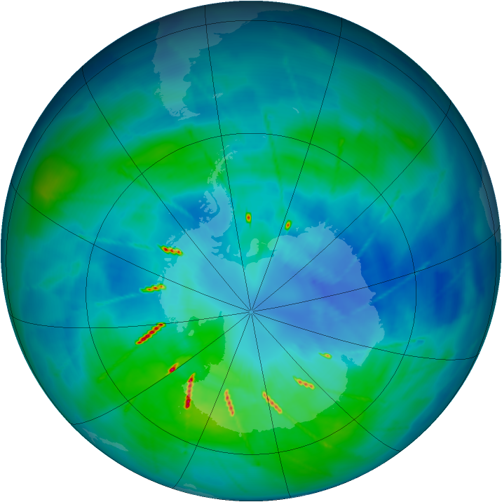 Antarctic ozone map for 27 March 2010